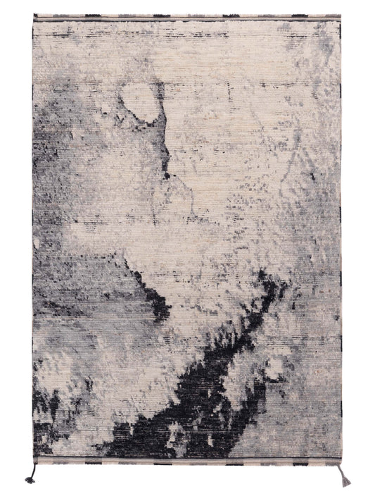 Anavera Ivory Black 6.1x8.9 Hand Knotted Rug