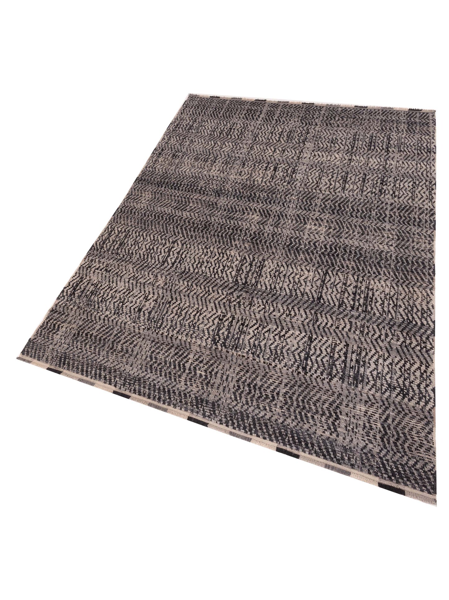Anavera Black Gray 6.8x9.6 Hand Knotted Rug