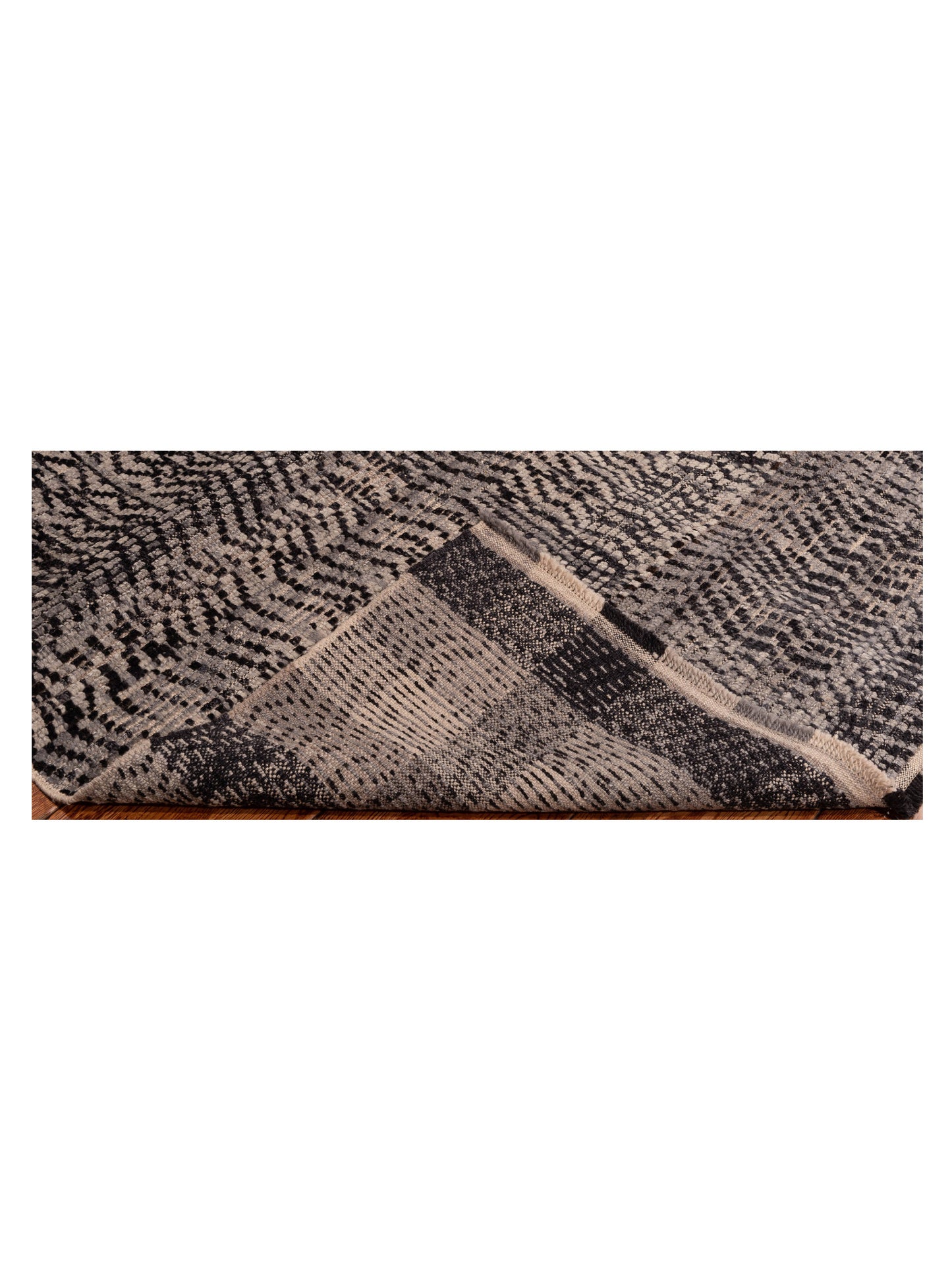 Anavera Black Gray 6.8x9.6 Hand Knotted Rug