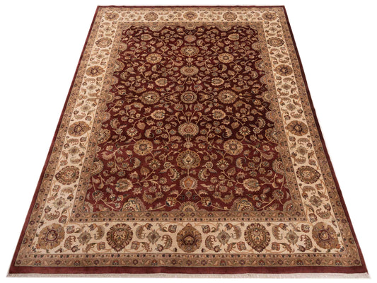 Corvella Burgundy Ivory 8.11x12.9 Hand Knotted Rug