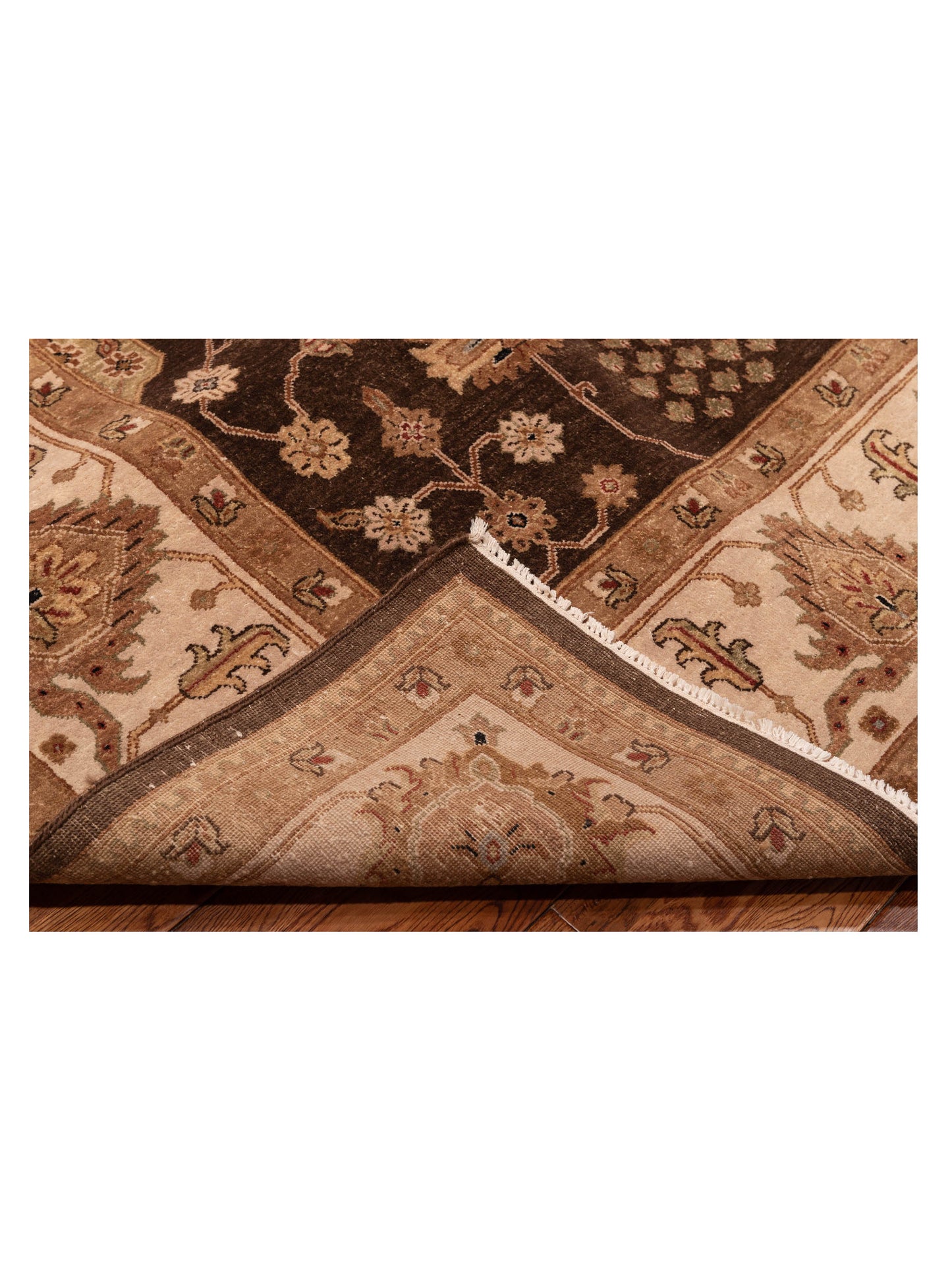 Zardun Dark Green Ivory 9x11.9 Hand Knotted Rug