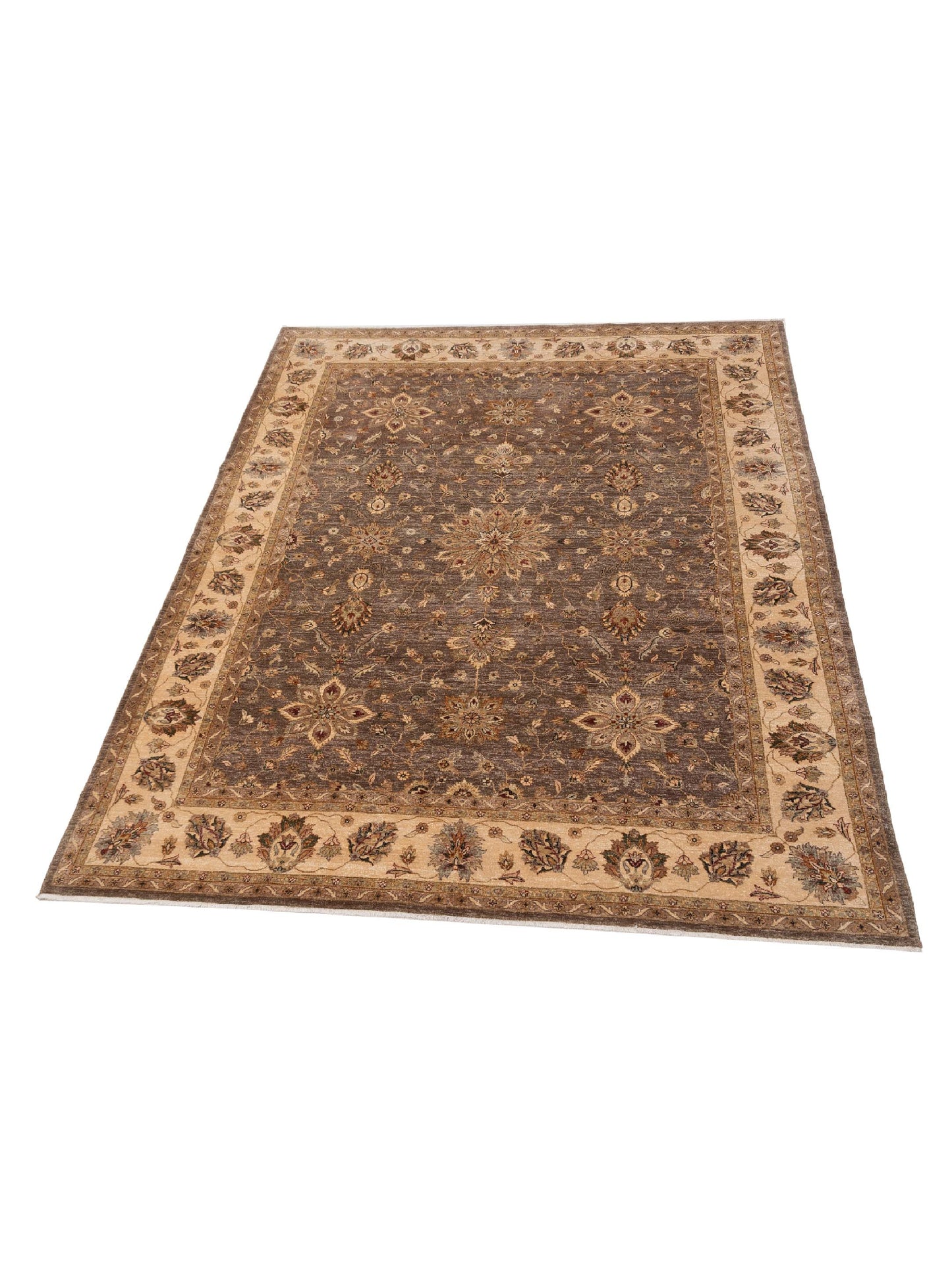 Zardun Brown Ivory 8.11x11.9 Hand Knotted Rug