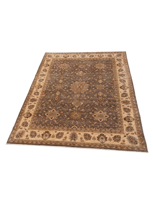Zardun Brown Ivory 8.11x11.9 Hand Knotted Rug