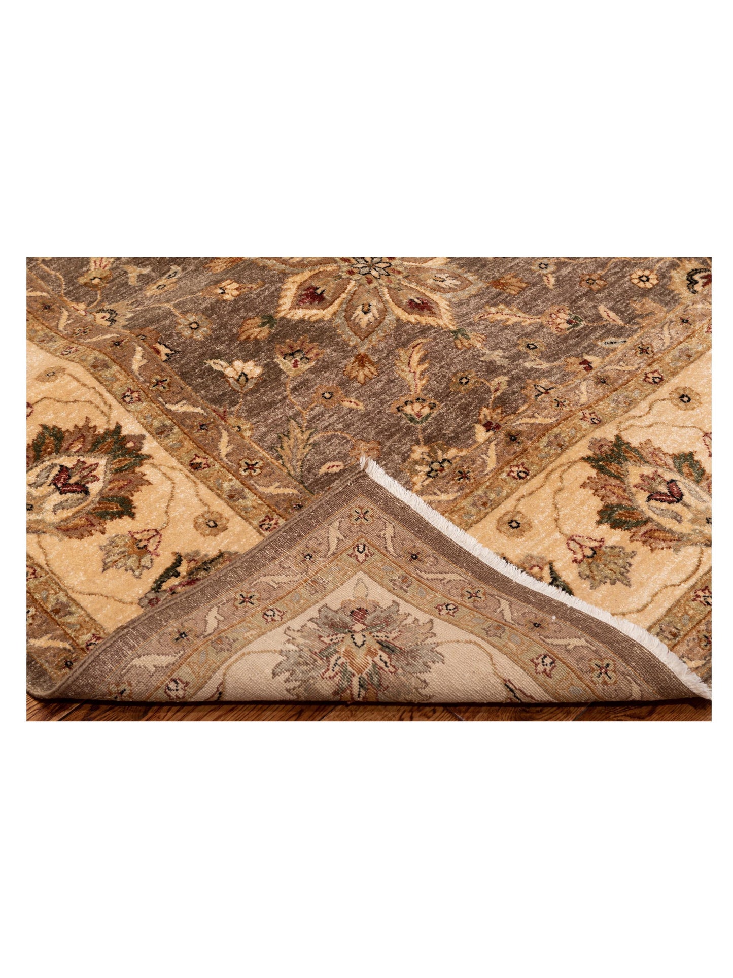 Zardun Brown Ivory 8.11x11.9 Hand Knotted Rug