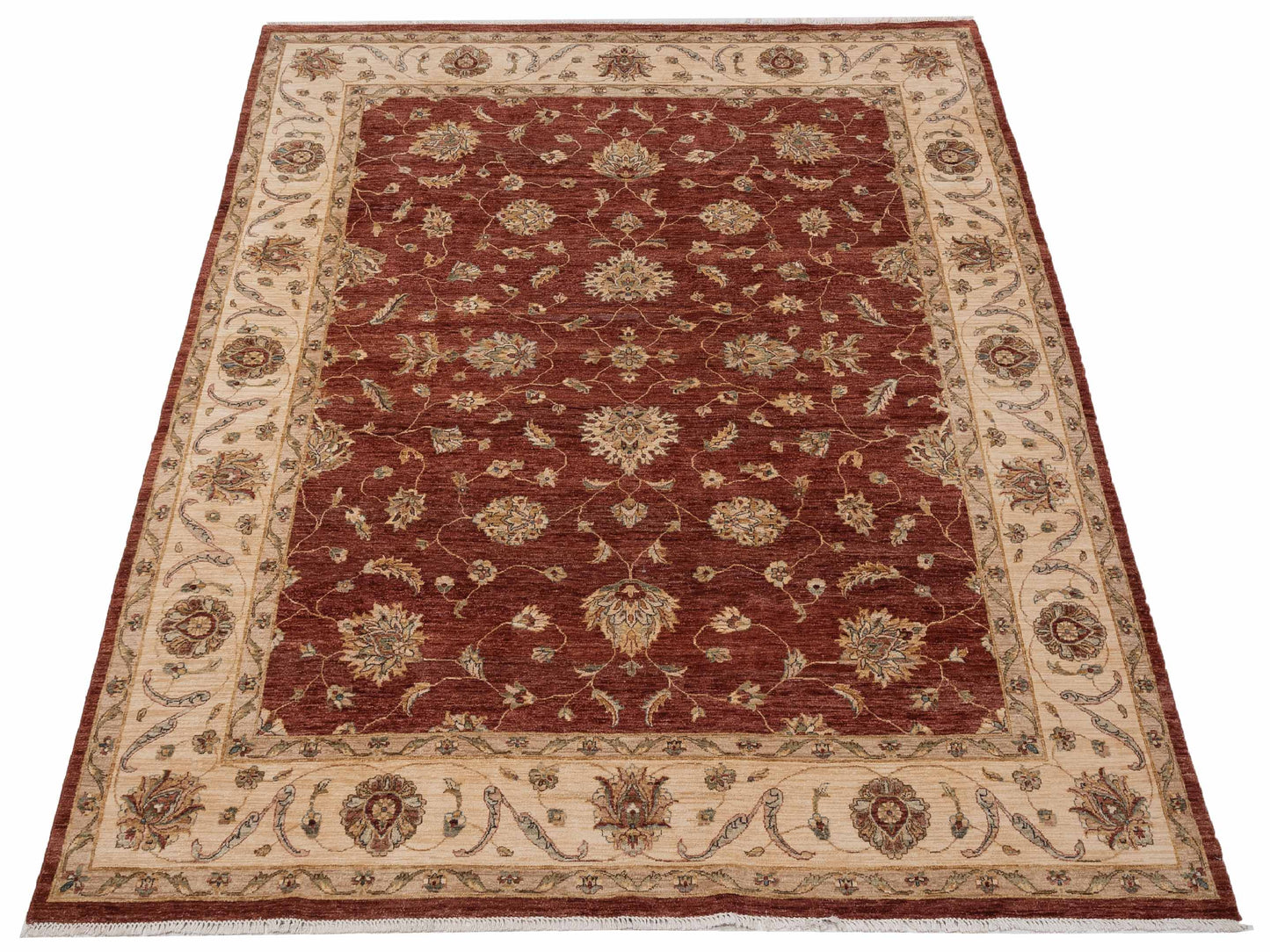 Zardun Rust Ivory 8.11x11.9 Hand Knotted Rug