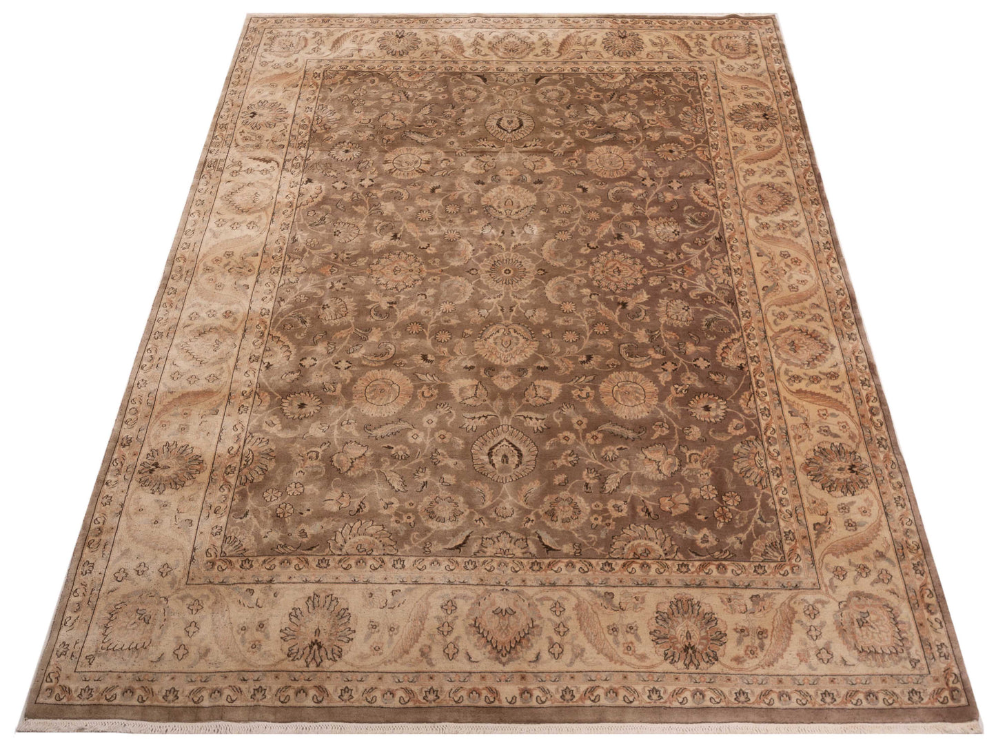 Corvella Brown Beige 9.1x12.2 Hand Knotted Rug