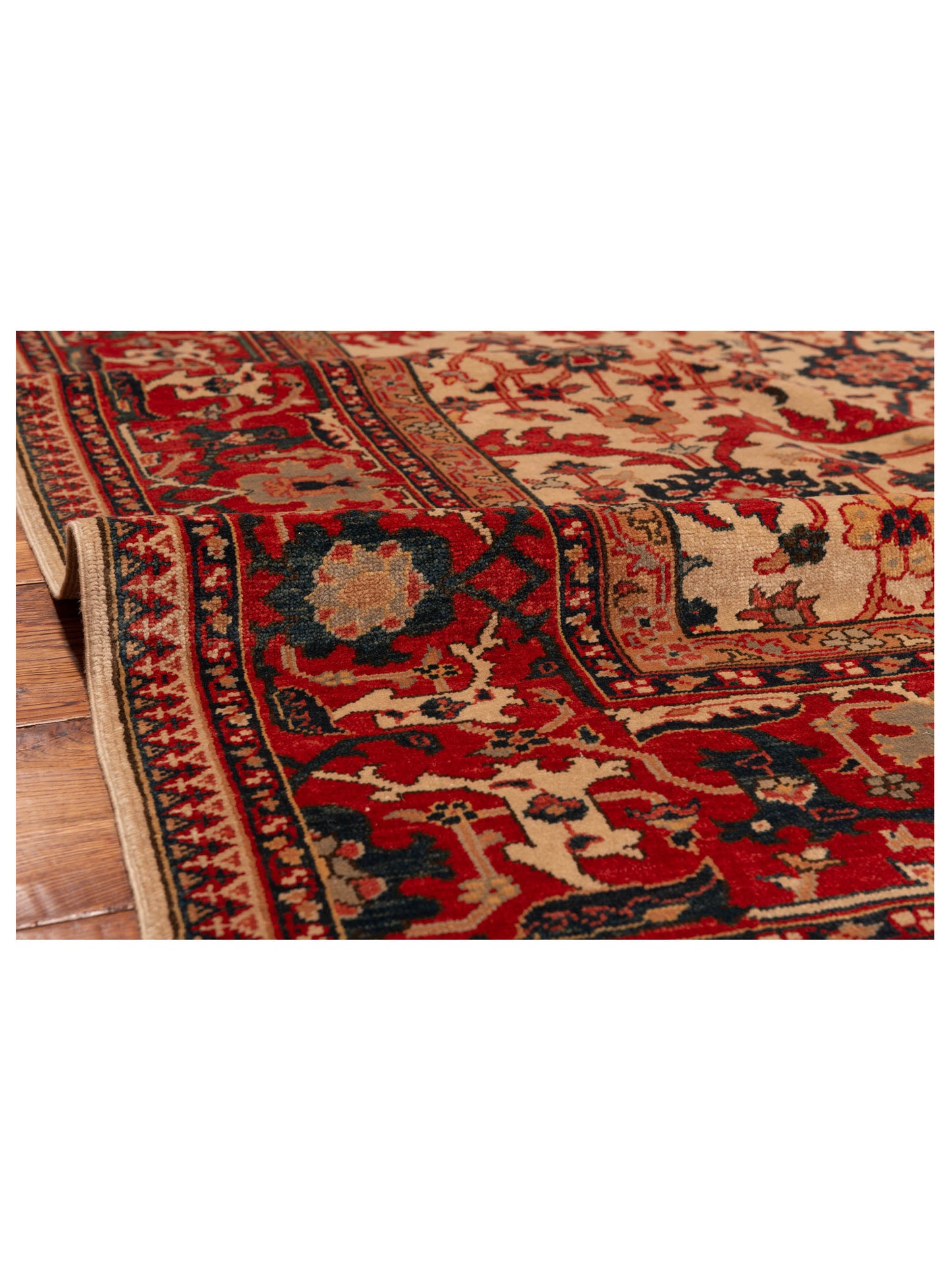 Antiqua Loom Ivory Red 6.9x10 Hand Knotted Rug