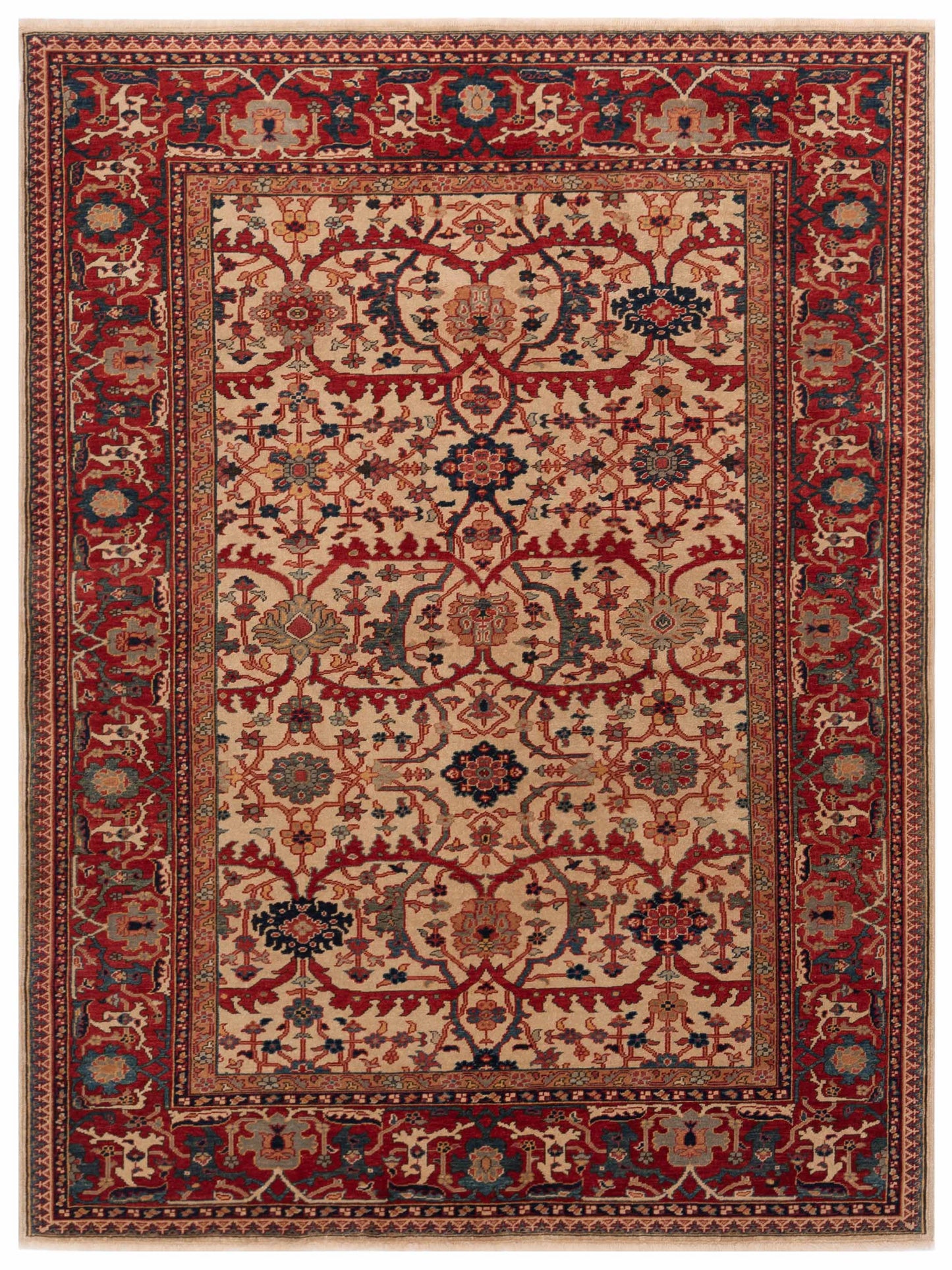 Pasha Antique Loom  Ivory Red Traditional
