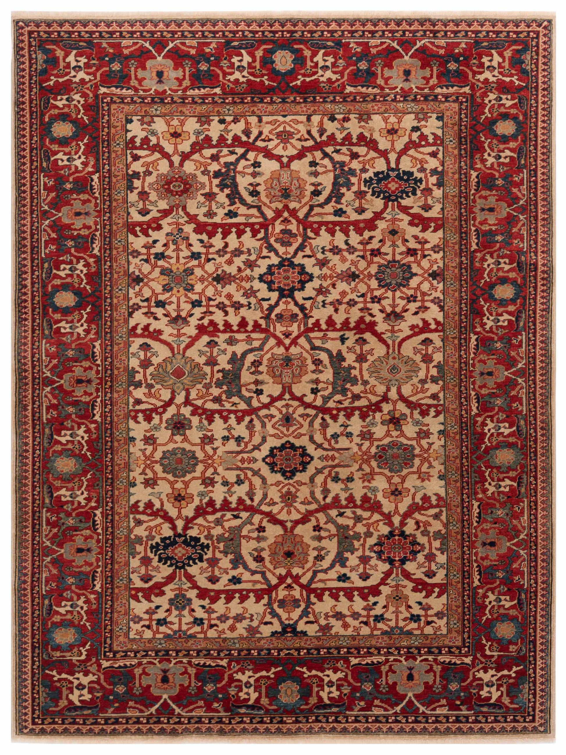 Pasha Antique Loom  Ivory Red Traditional