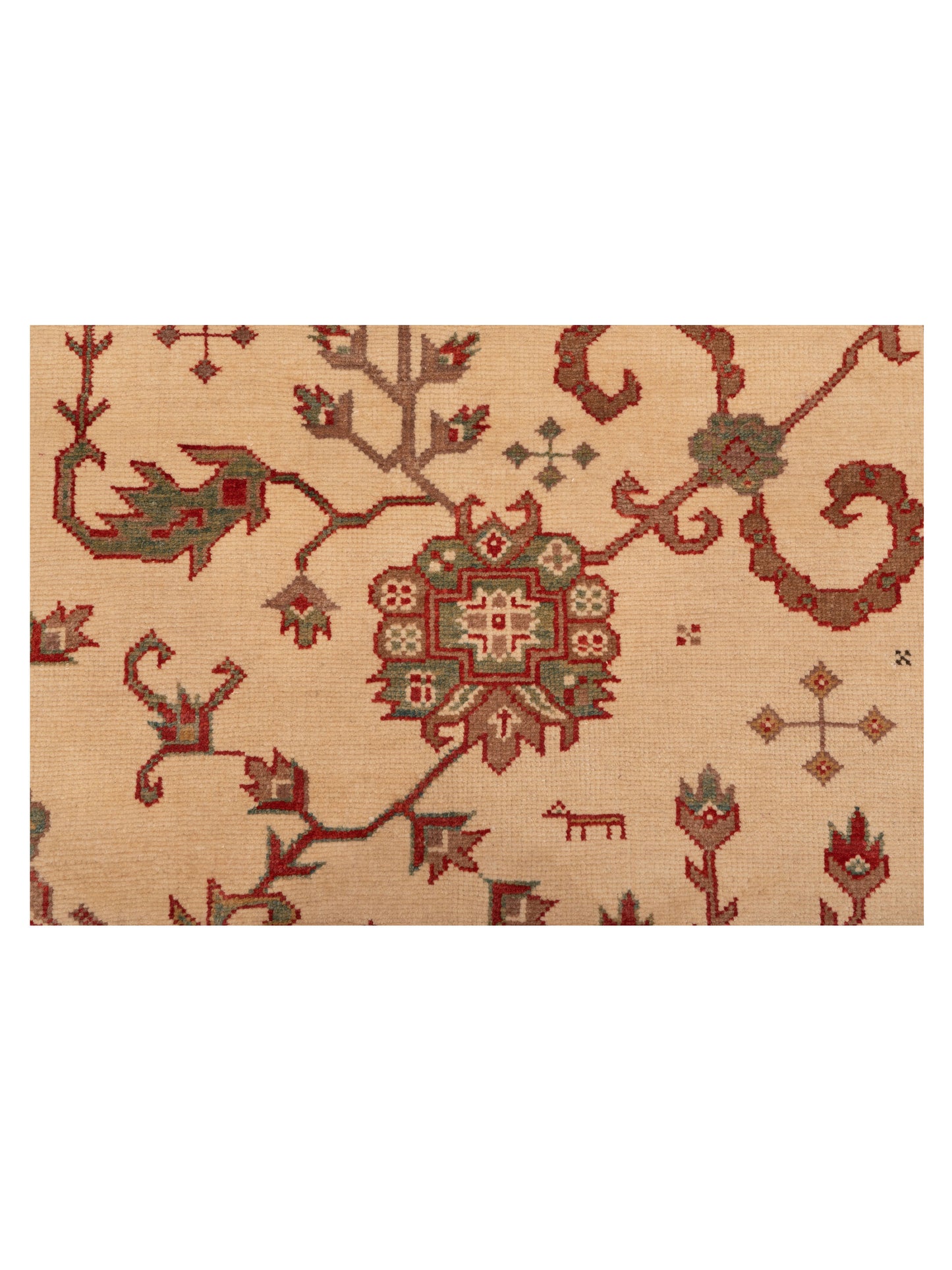 Antiqua Loom Ivory Green 4x6 Hand Knotted Rug