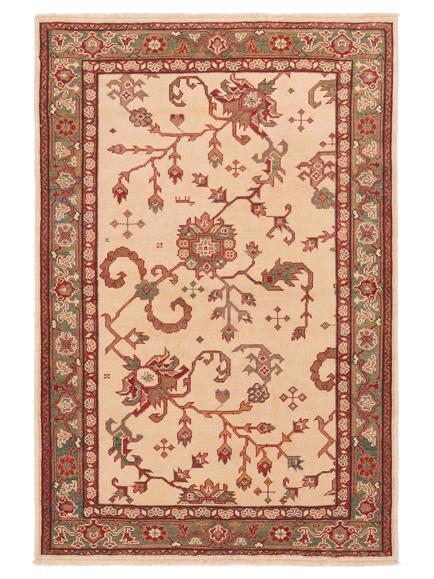 Pasha Antique Loom  Ivory Green Traditional