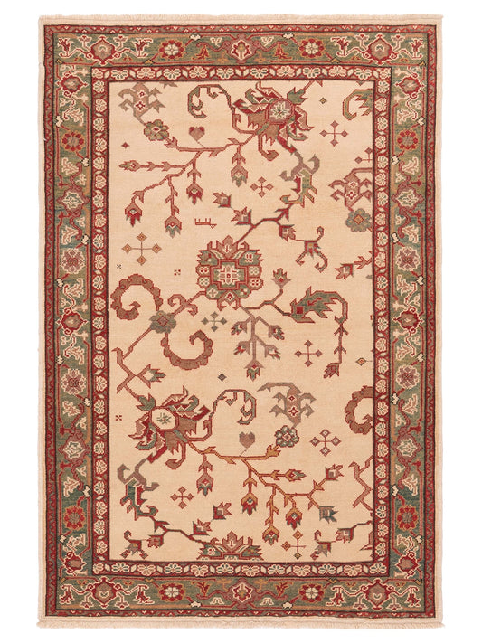 Pasha Antique Loom  Ivory Green Traditional