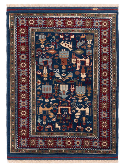 Pasha Turkish Shirwan  Navy Red Traditional