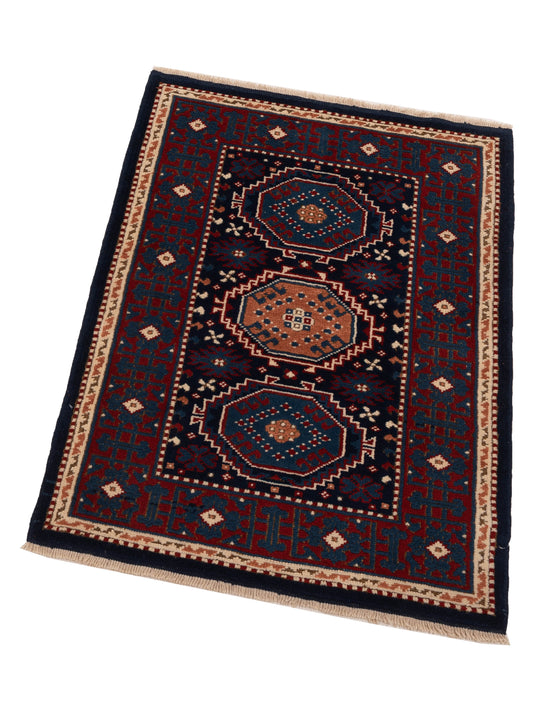 Shirvara Navy Blue 3.2x4.4 Hand Knotted Rug
