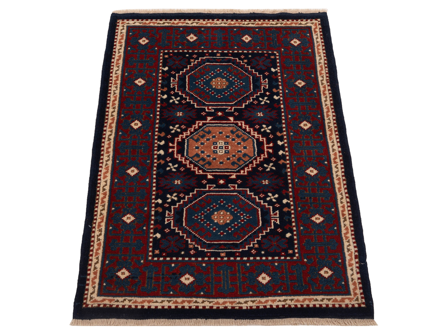 Shirvara Navy Blue 3.2x4.4 Hand Knotted Rug
