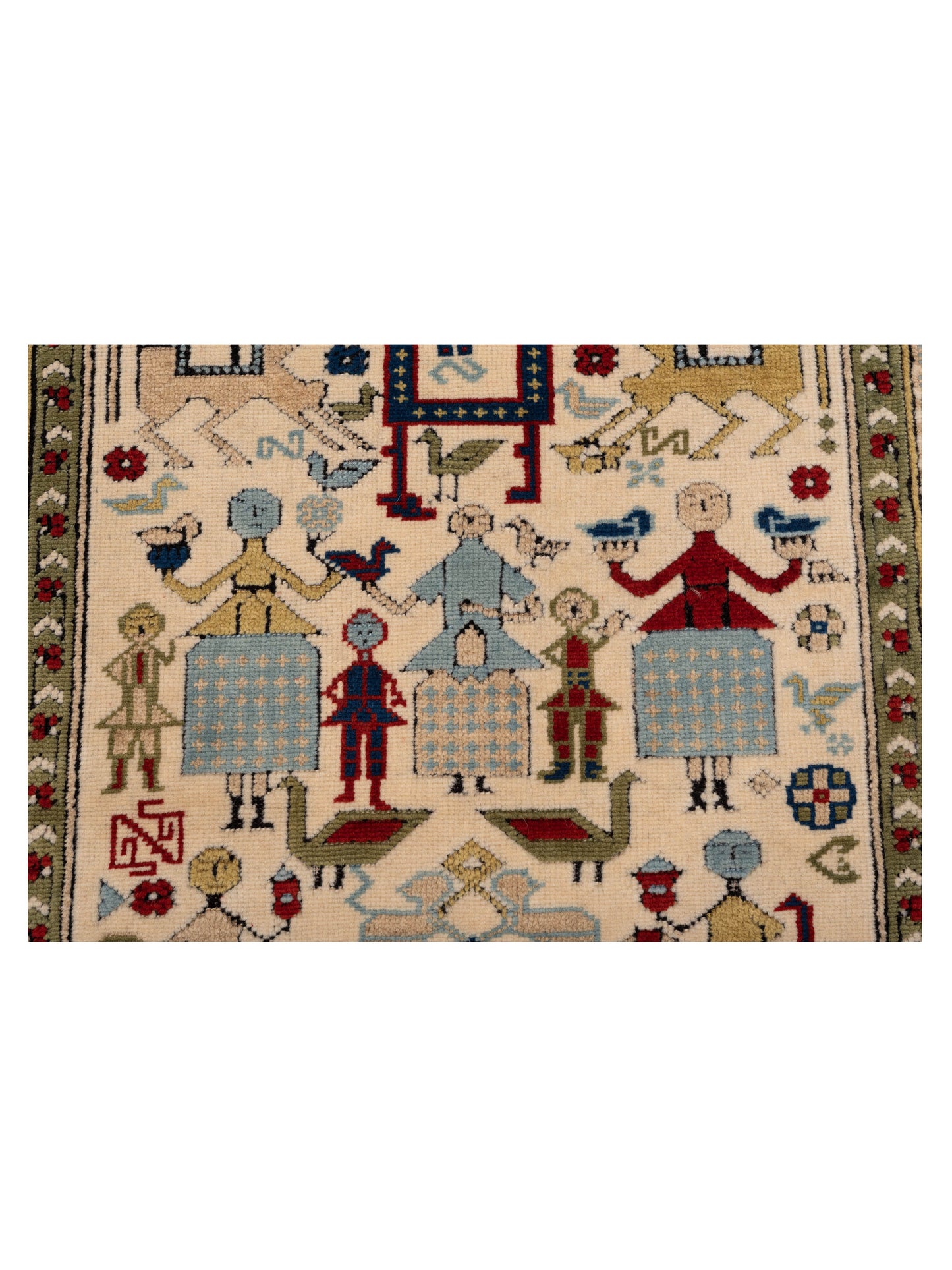 Shirvara Ivory Red 3.8x5.4 Hand Knotted Rug