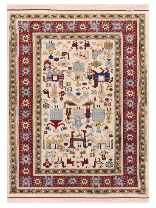 Pasha Turkish Shirwan  Ivory Red Traditional