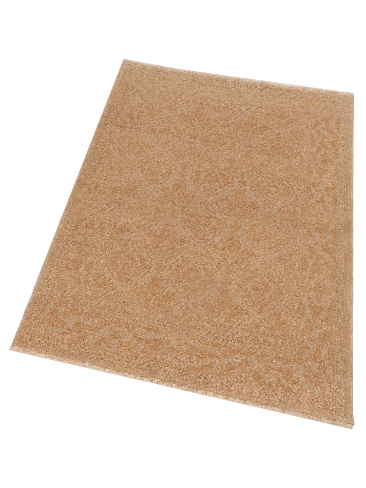 Defnera Ivory Gold 4.2x5.11 Hand Knotted Rug