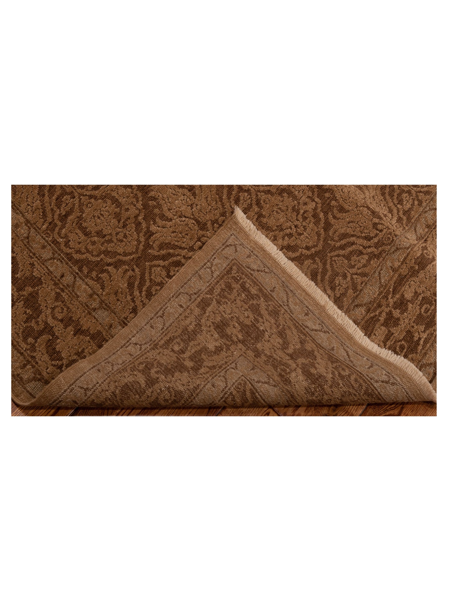 Defnera Ivory Brown 4.2x5.10 Hand Knotted Rug