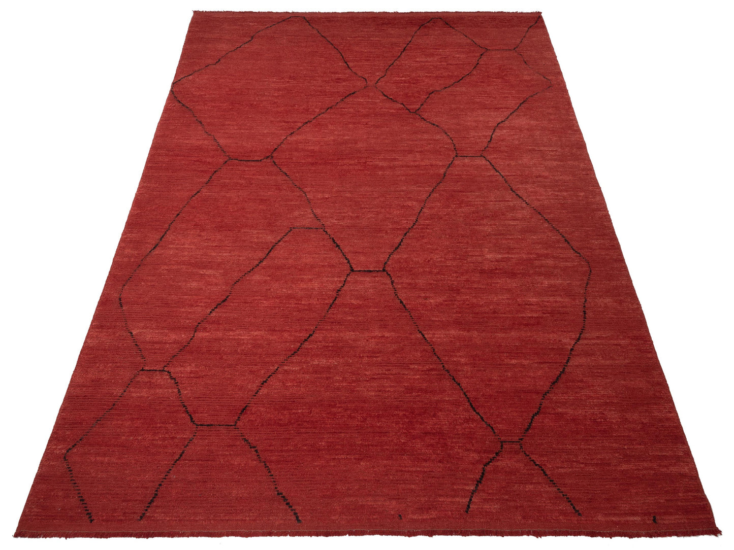Baskra Red Black 9.4x12.2 Hand Knotted Rug