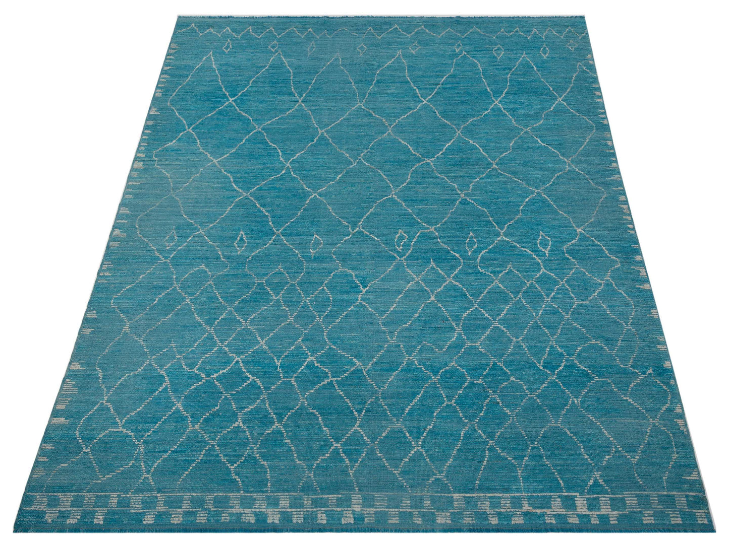 Baskra Turquoise Ivory 10.6x14.3 Hand Knotted Rug