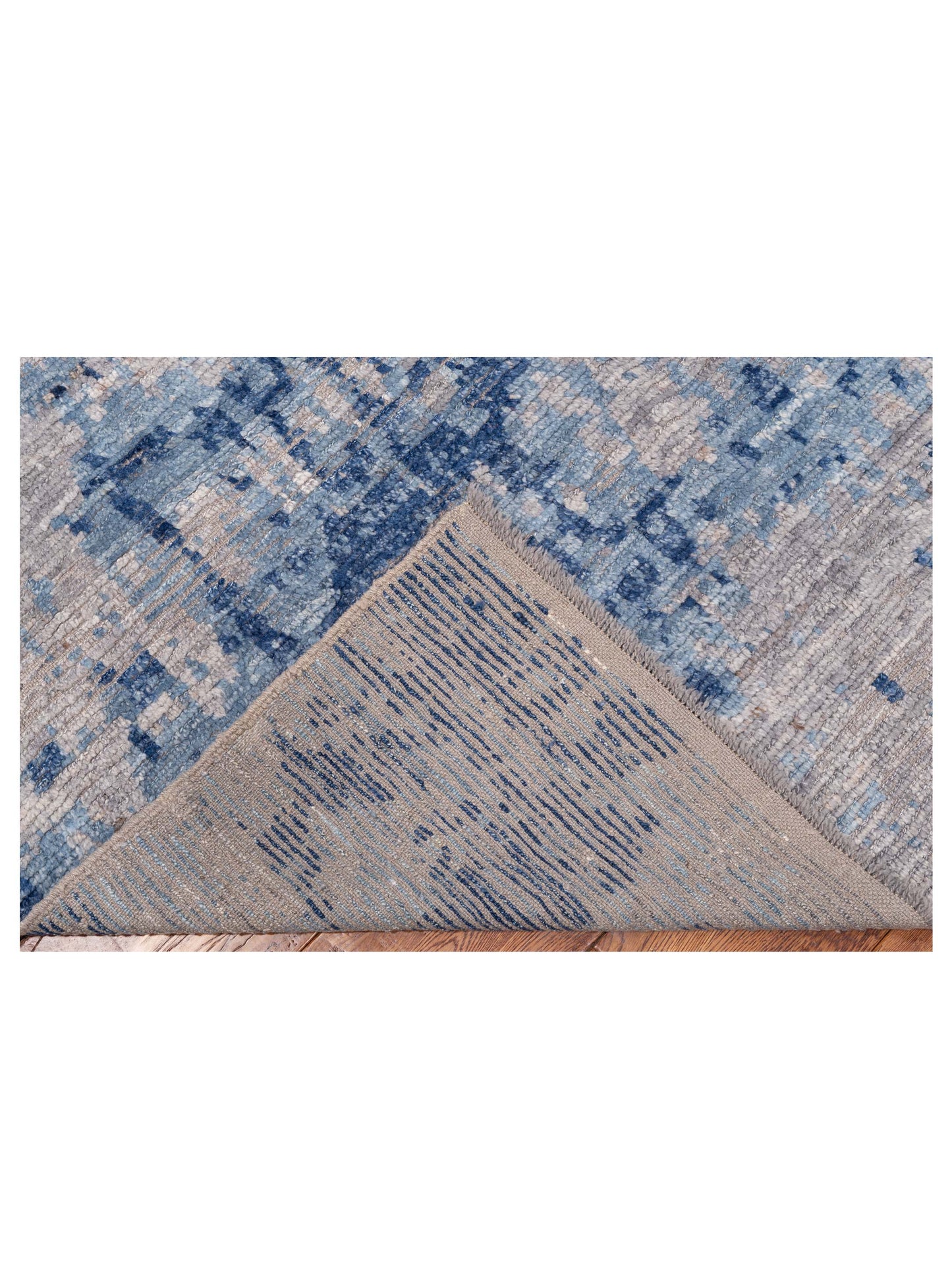 Anavera Dark Gray Dark Blue 7.11x9.3 Hand Knotted Rug