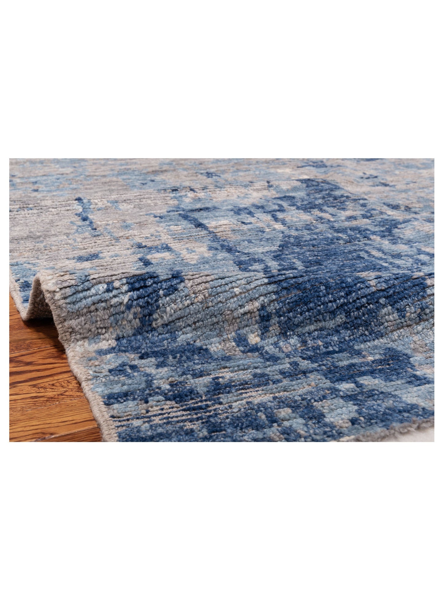 Anavera Dark Gray Dark Blue 7.11x9.3 Hand Knotted Rug