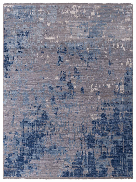 Anavera Dark Gray Dark Blue 7.11x9.3 Hand Knotted Rug