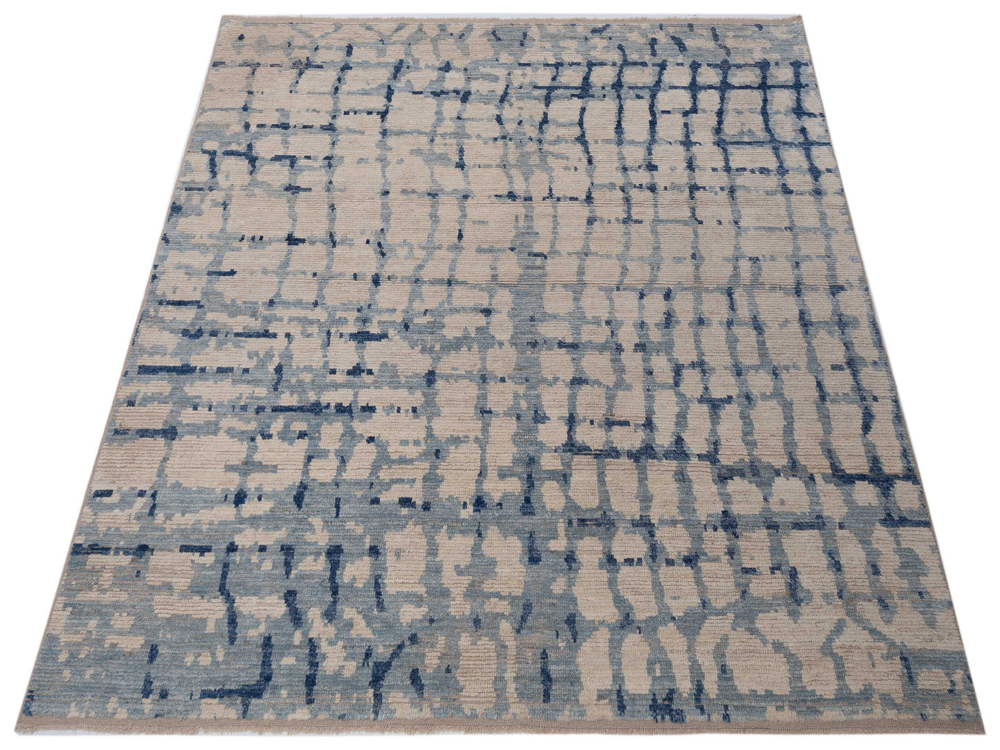 Anavera Ivory Light Blue 8.2x9 Hand Knotted Rug