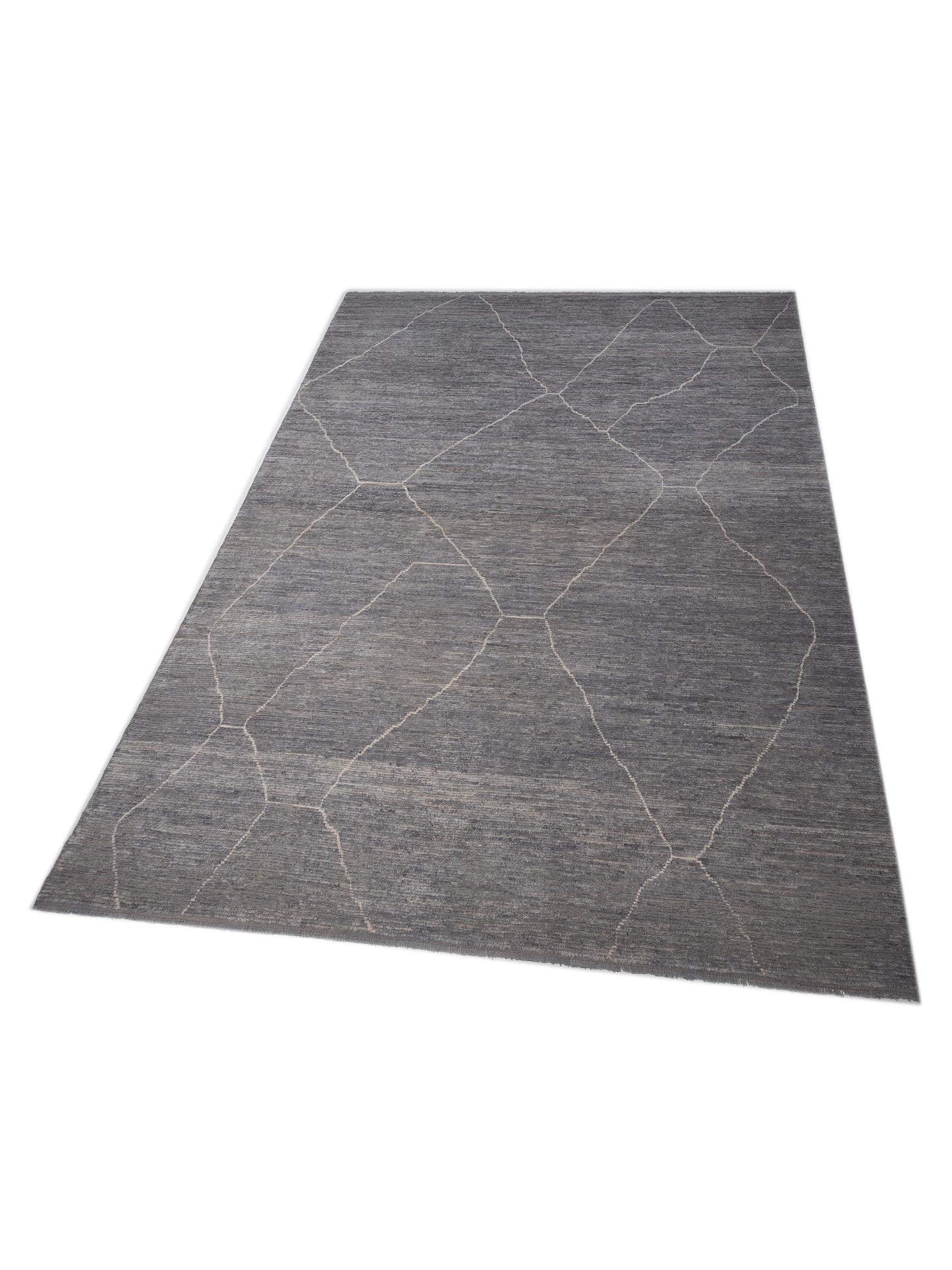 Baskra Dark Gray Ivory 11.6x15.4 Hand Knotted Rug