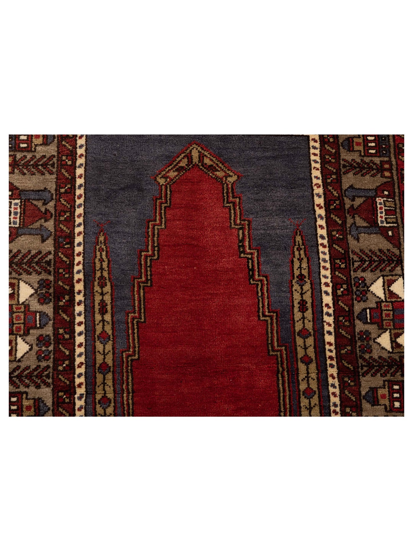 Nomadra Red Silver 3.5x5.11 Hand Knotted Rug