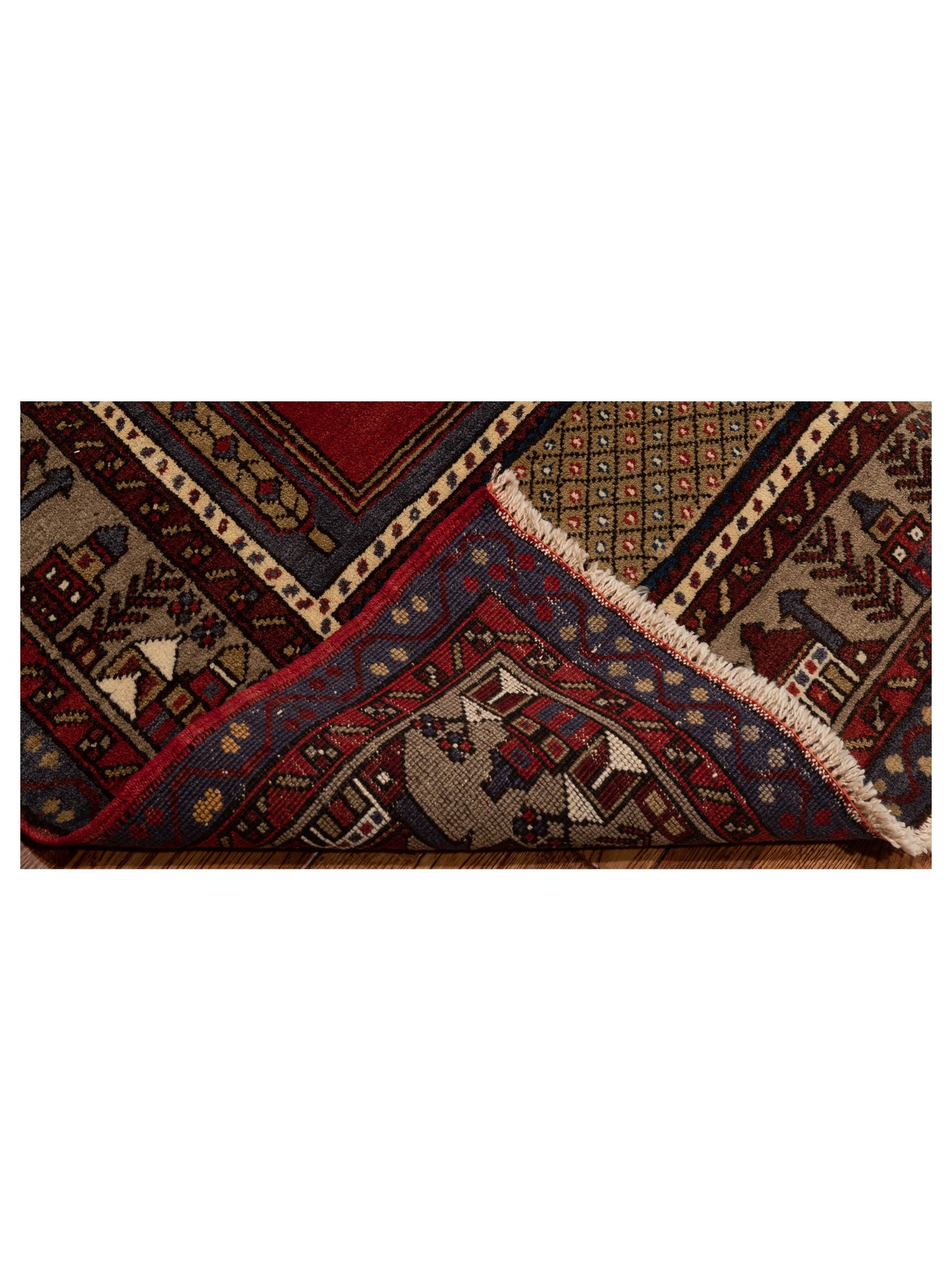 Nomadra Red Silver 3.5x5.11 Hand Knotted Rug