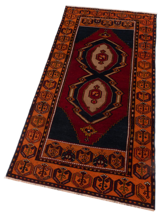 Nomadra Red Orange 3.10x7.8 Hand Knotted Rug
