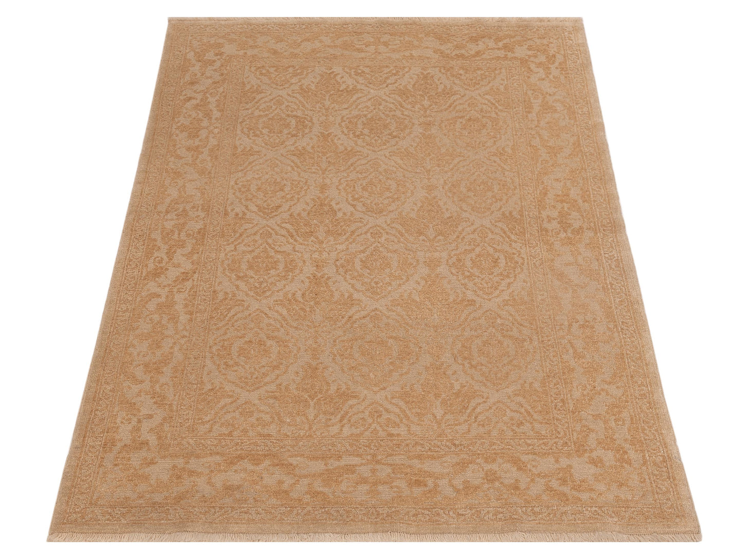Defnera Ivory Gold 4.2x5.10 Hand Knotted Rug