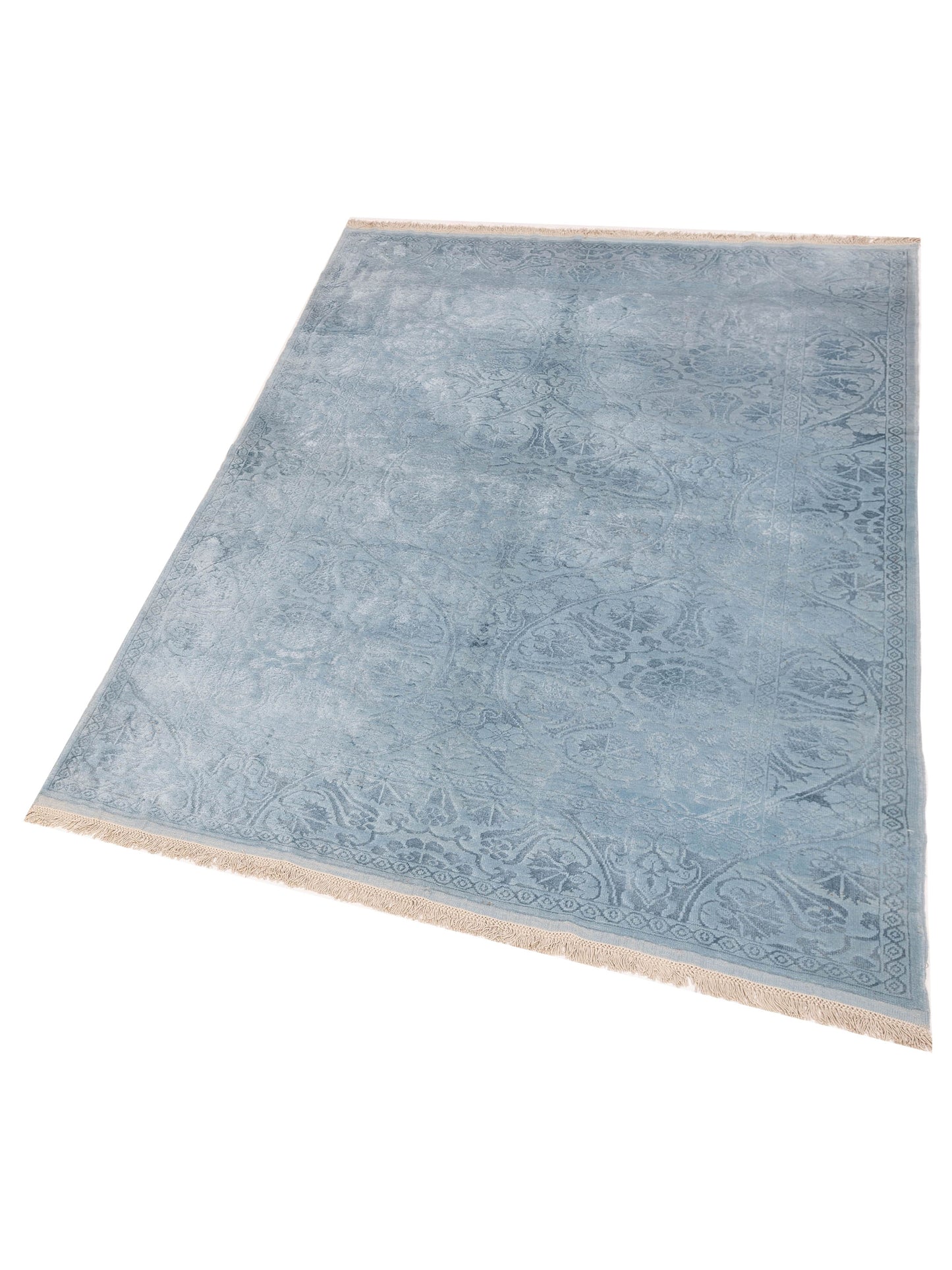 Rechromia Blue Blue 5.6x7.8 Hand Knotted Rug