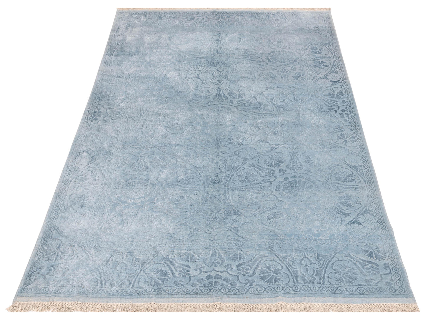 Rechromia Blue Blue 5.6x7.8 Hand Knotted Rug