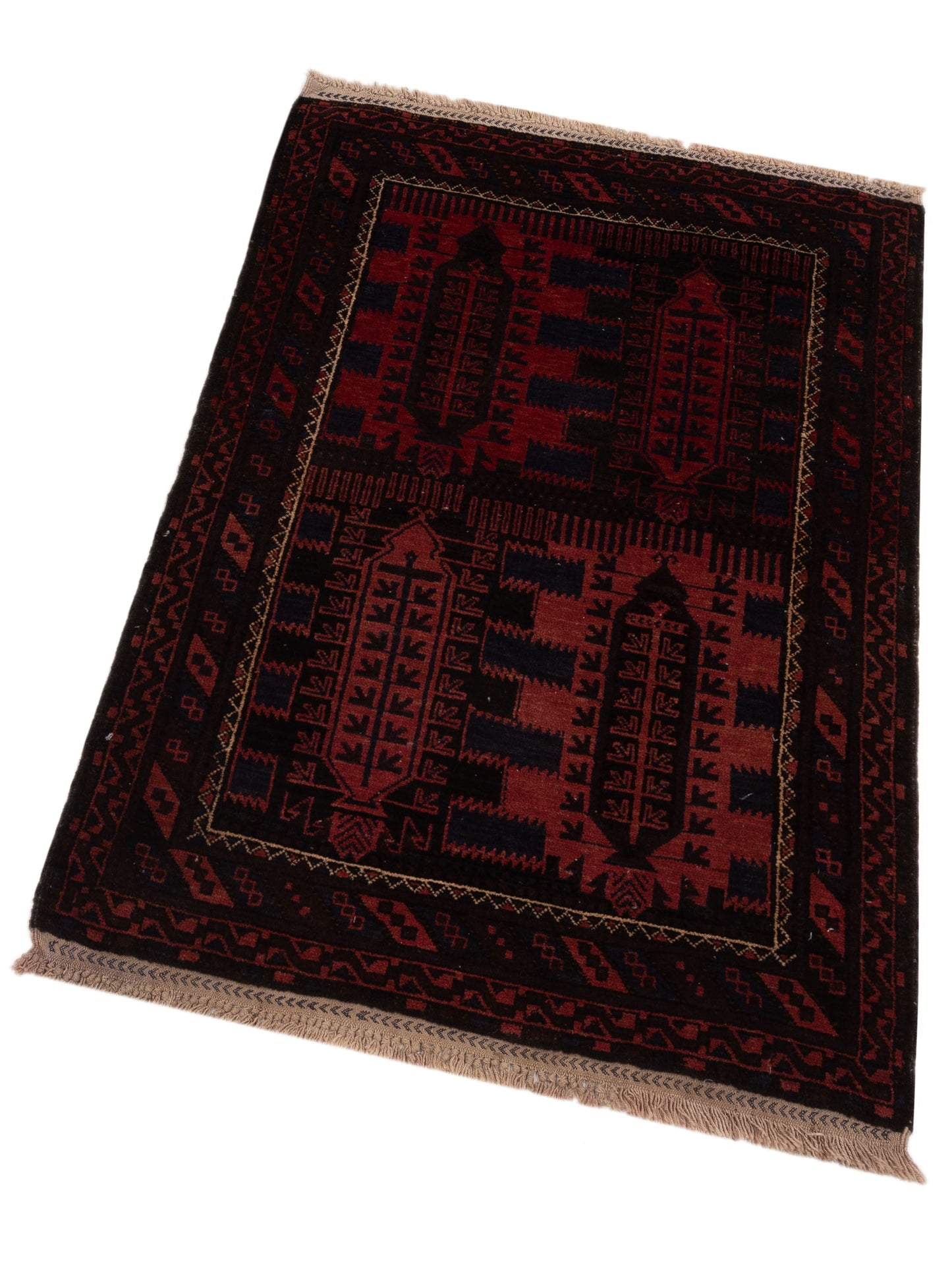 Afghan Beljik Red Brown 3x4.7 Hand Knotted Rug
