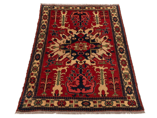 Kazura Red Ivory 4.5x6.1 Hand Knotted Rug