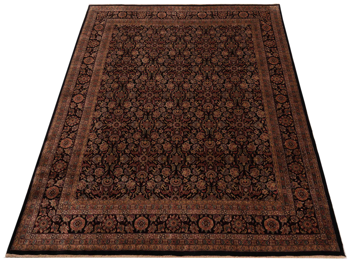 Corvella Black Black 8.11x11.6 Hand Knotted Rug