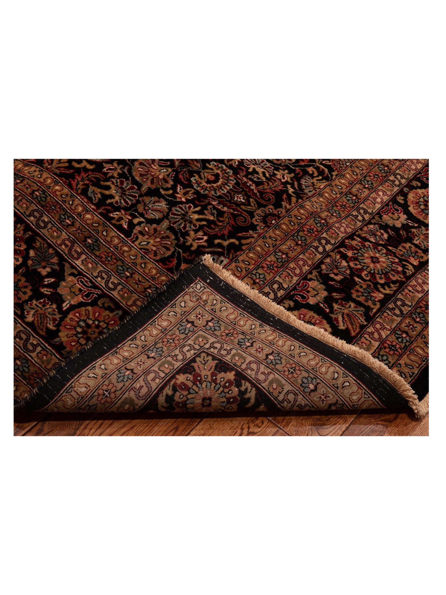 Corvella Black Black 8.11x11.6 Hand Knotted Rug