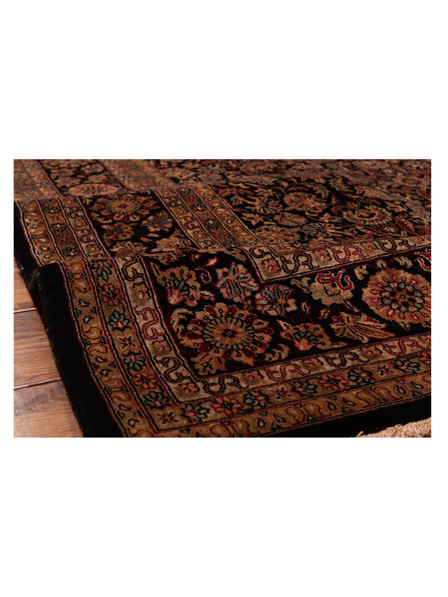 Corvella Black Black 8.11x11.6 Hand Knotted Rug