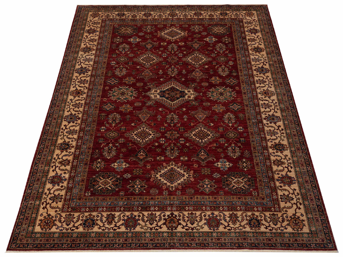 Zamira Red Ivory 9x12.3 Hand Knotted Rug