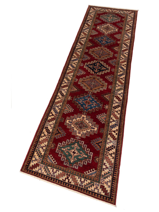 Zamira Red Ivory 3x11.11 Hand Knotted Rug