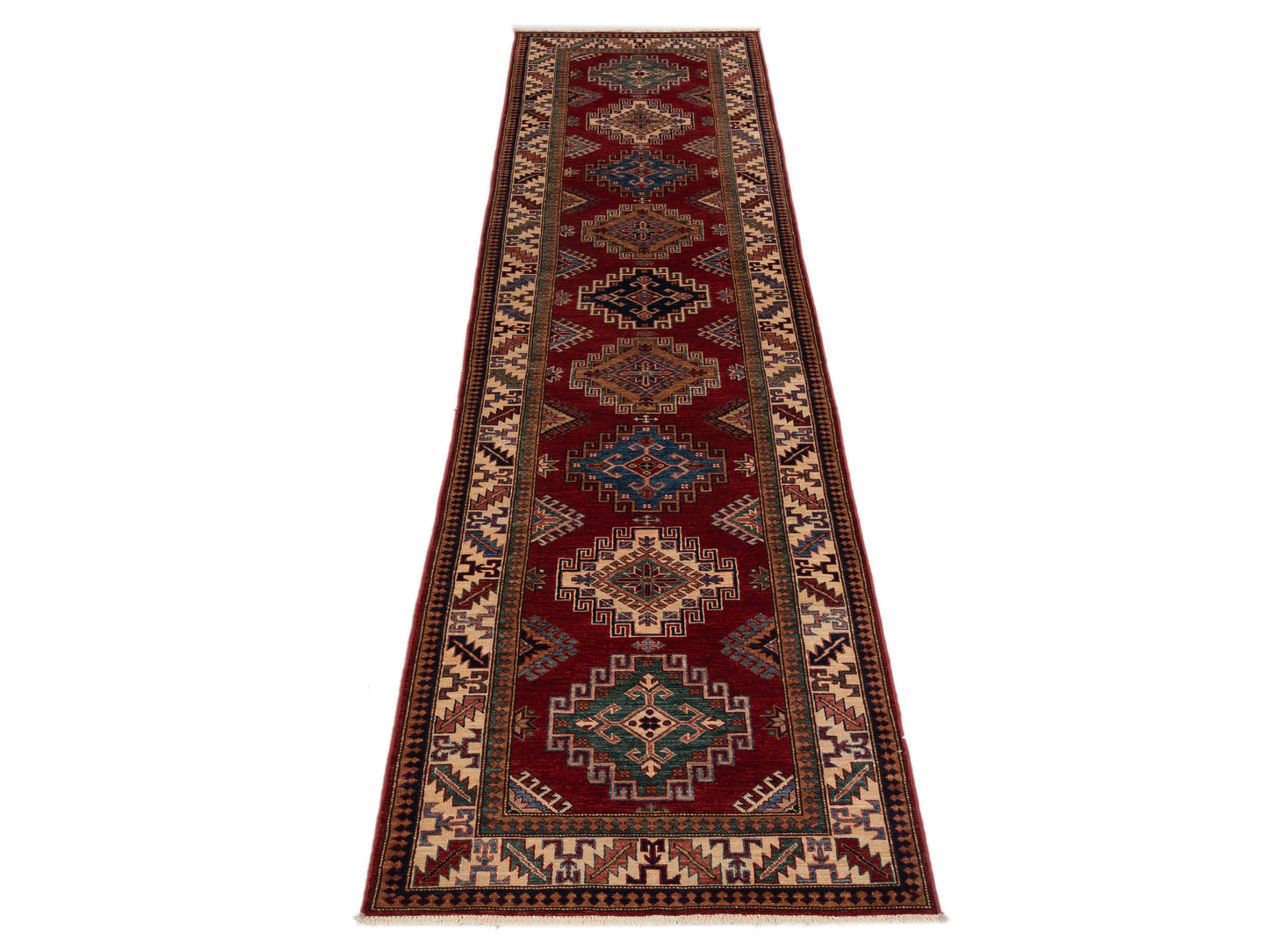Zamira Red Ivory 3x11.11 Hand Knotted Rug