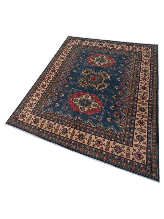 Kazura Blue Ivory 7.10x10.1 Hand Knotted Rug