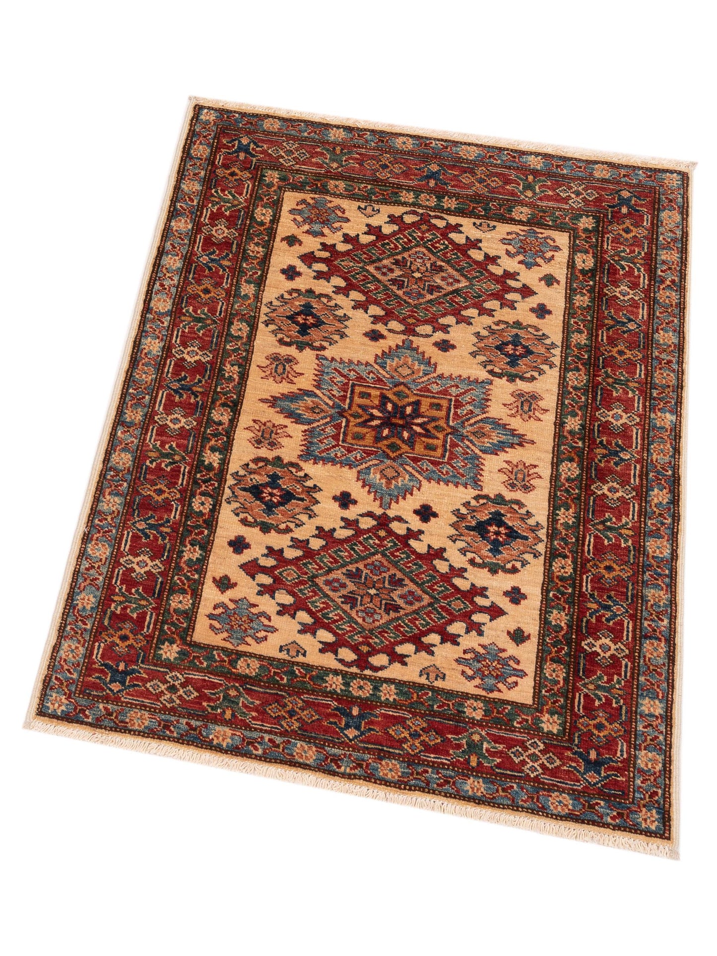 Zamira Ivory Red 2.1x3.9 Hand Knotted Rug