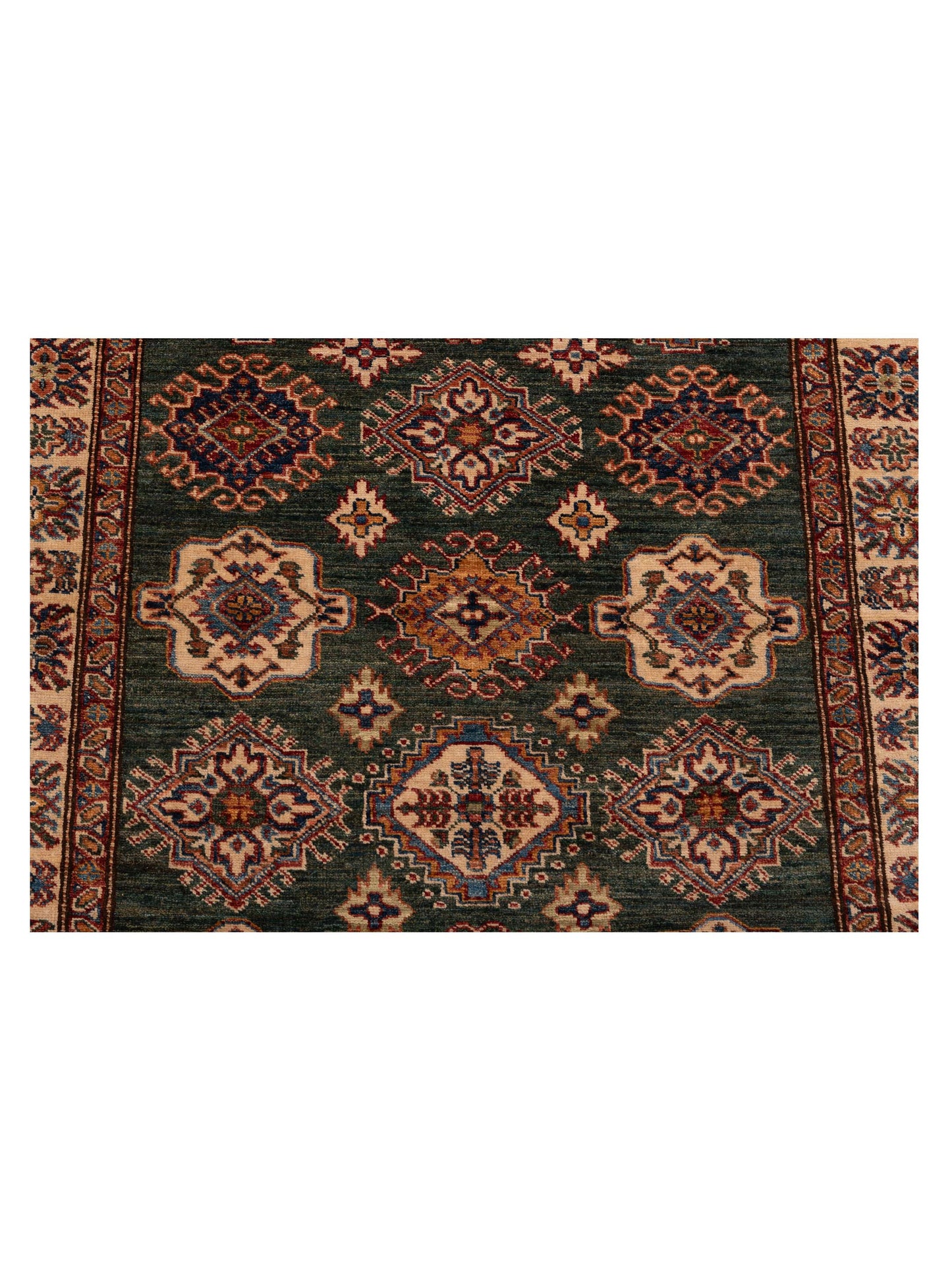 Zamira Green Ivory 4x5.10 Hand Knotted Rug