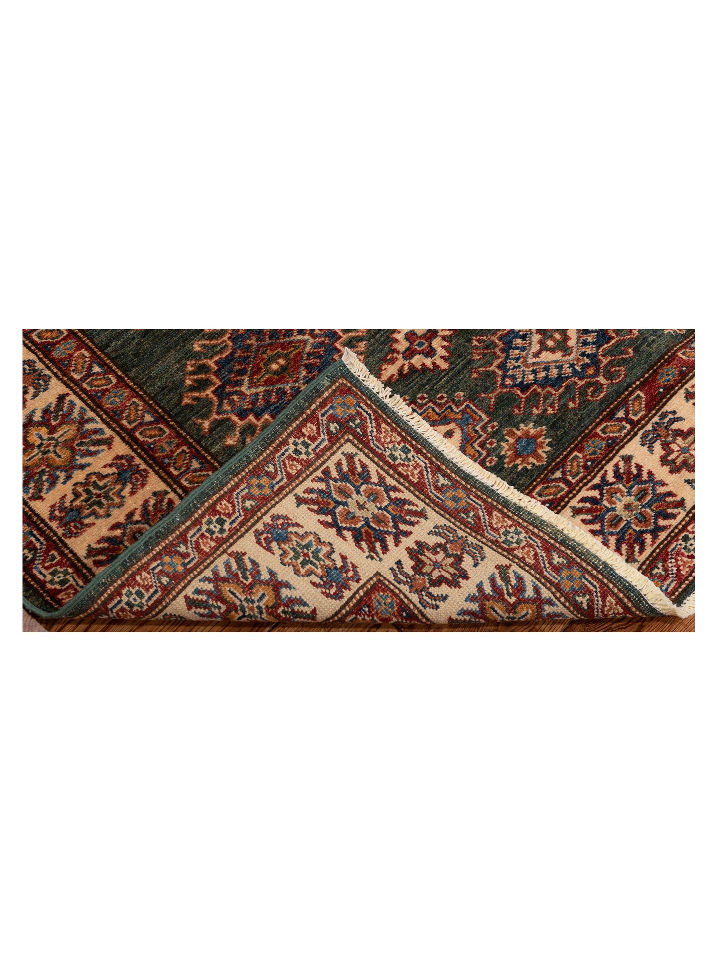 Zamira Green Ivory 4x5.10 Hand Knotted Rug