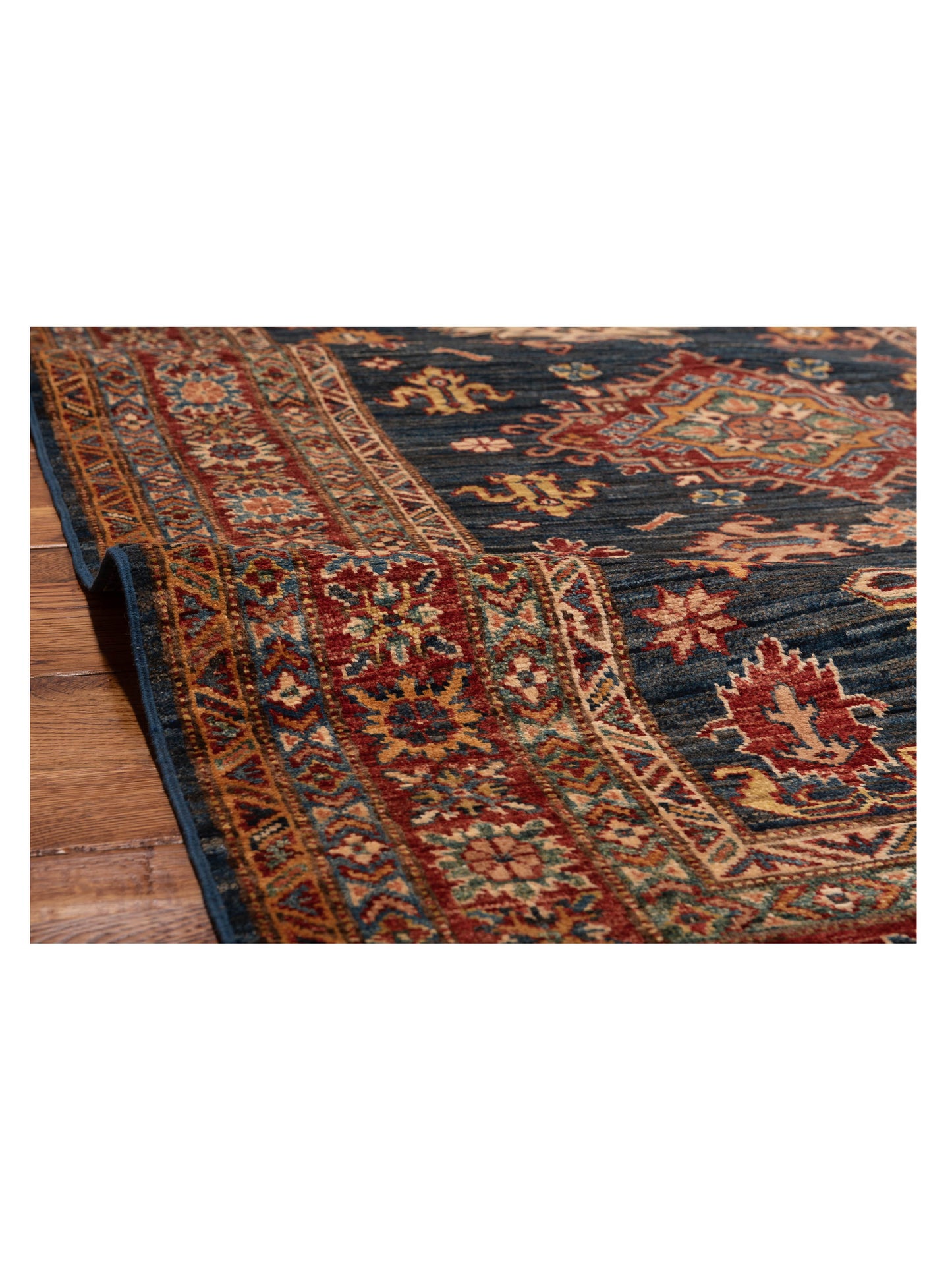 Zamira Navy Red 4.2x6.1 Hand Knotted Rug