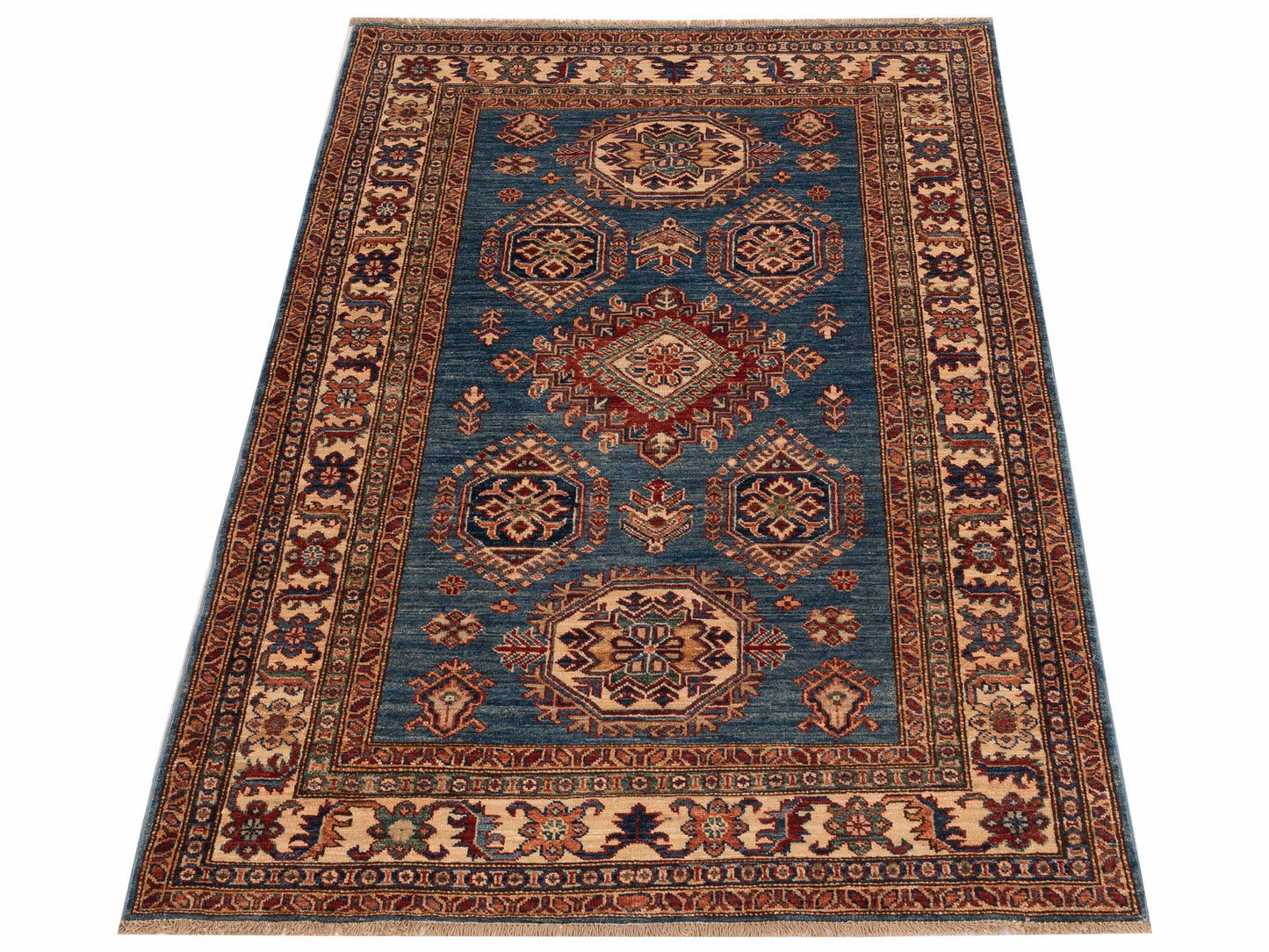 Zamira Blue Ivory 4.2x5.10 Hand Knotted Rug